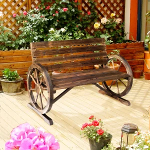 Wagon Wheel Bench / Love Seat/ Wooden