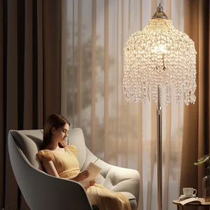 3-Light Elegant Crystal Floor Lamp