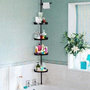 Corner Shower Caddy with Tension Pole 4-Tier Adjustable Storage Organizer