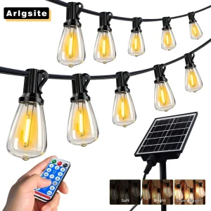 100FT Solar Outdoor String Lights, Waterproof, Remote Dimmable Timing
