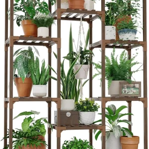Wooden Plant Stand /10 Shelves / Indoor Outdoor Decor /Easy Assembly