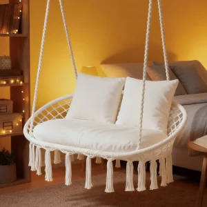Large Hanging Macrame Swing Chair for Indoor/Outdoor
